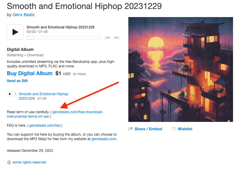 Bandcamp creative commons licensing information 