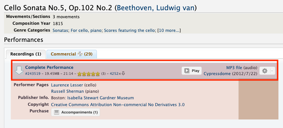 IMSLP Public Domain Recordings Track Downloads Page
