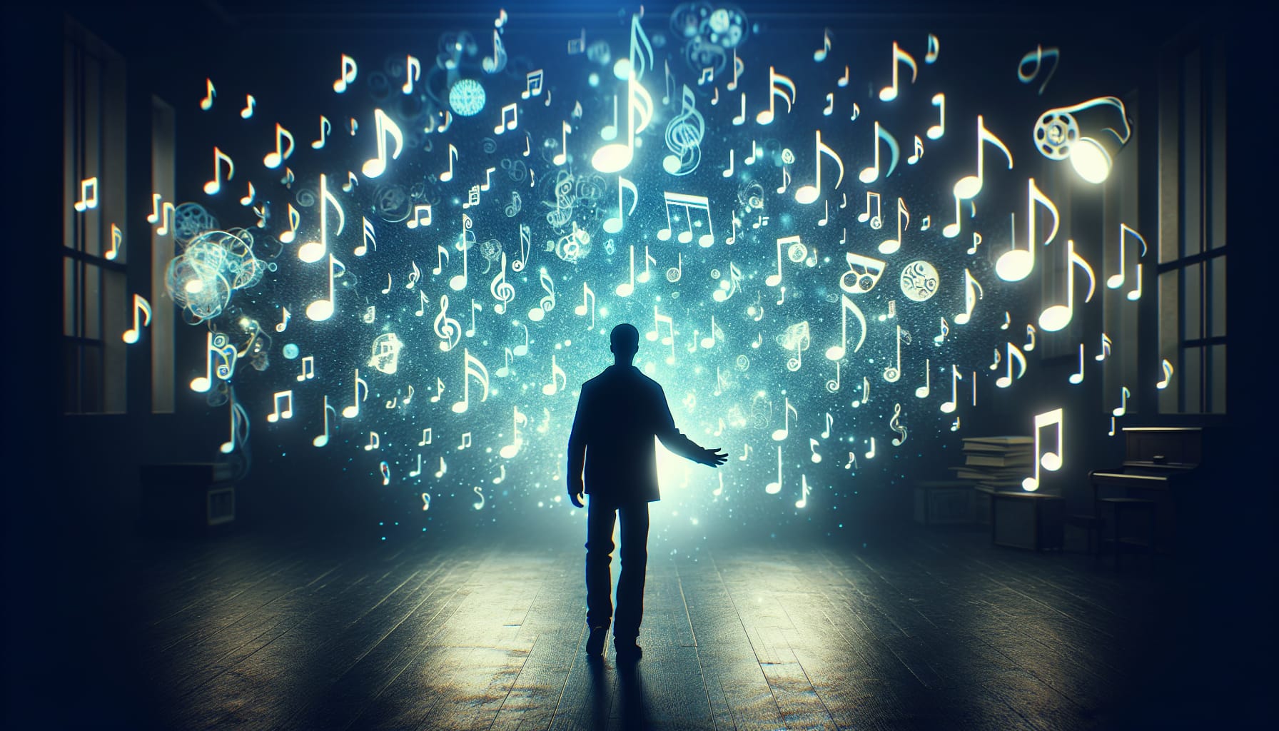 Person selecting music notes from a range of options