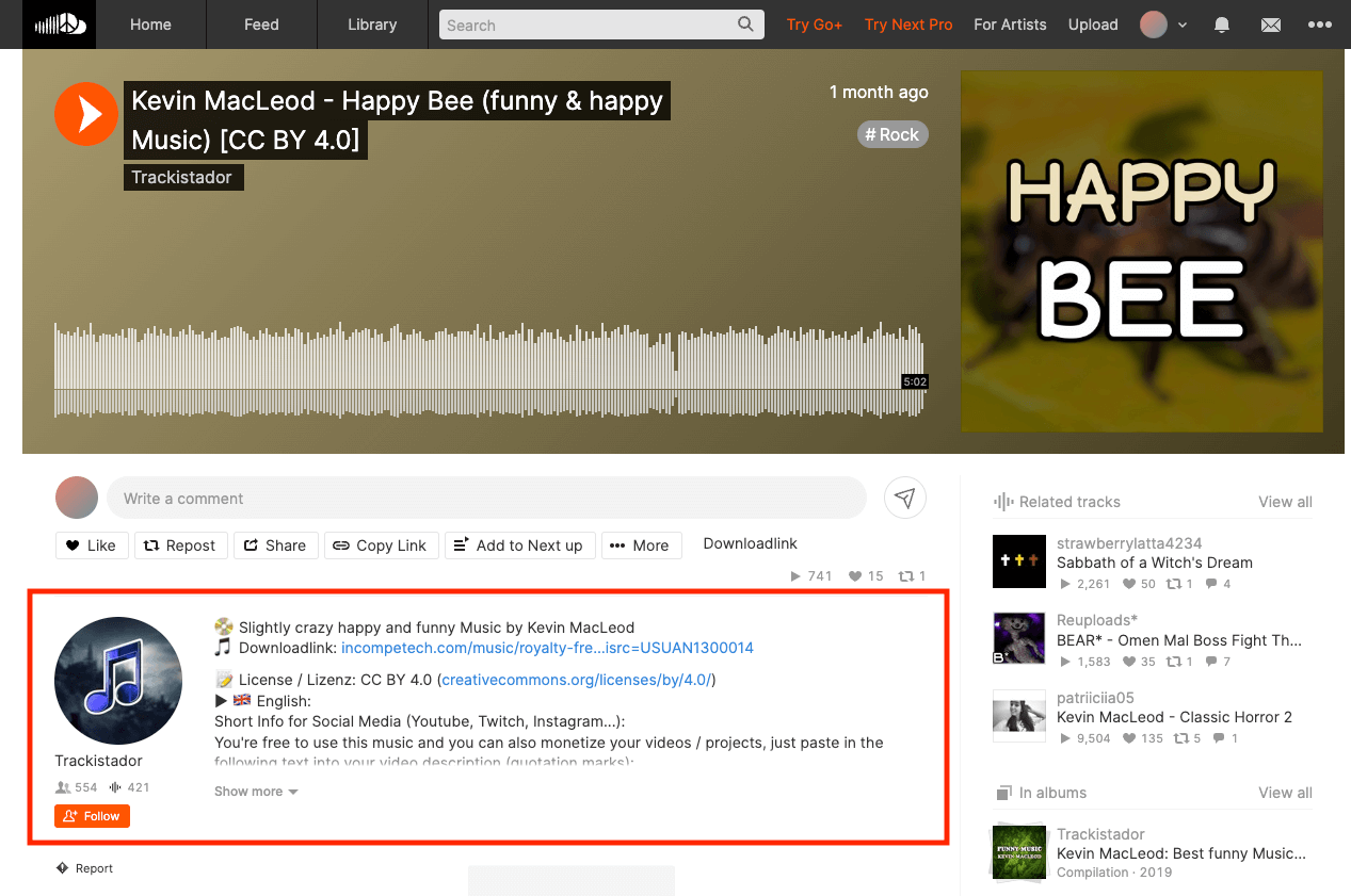 Soundcloud creative commons license information
